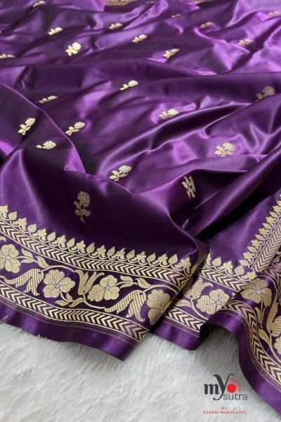 Mashru Katan Banarasi Silk Saree – Royal Fusion Silk Saree with Rich Zari Border & Luxe Finish - Image 2