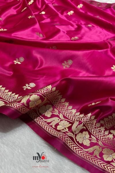 Mashru Katan Banarasi Silk Saree – Royal Fusion Silk Saree with Rich Zari Border & Luxe Finish