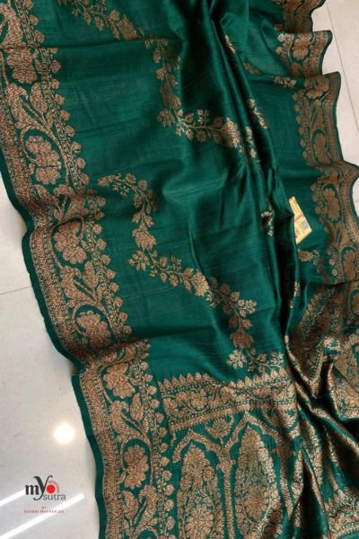 Pure Dupion Tussar Banarasi Silk Saree – Antique Zari Handwoven Luxury (Silk Mark Certified)