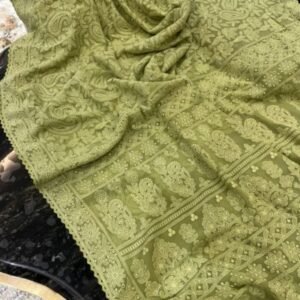 Pure Georgette Chikankari Sarees | Hand-Embroidered Lucknowi Elegance