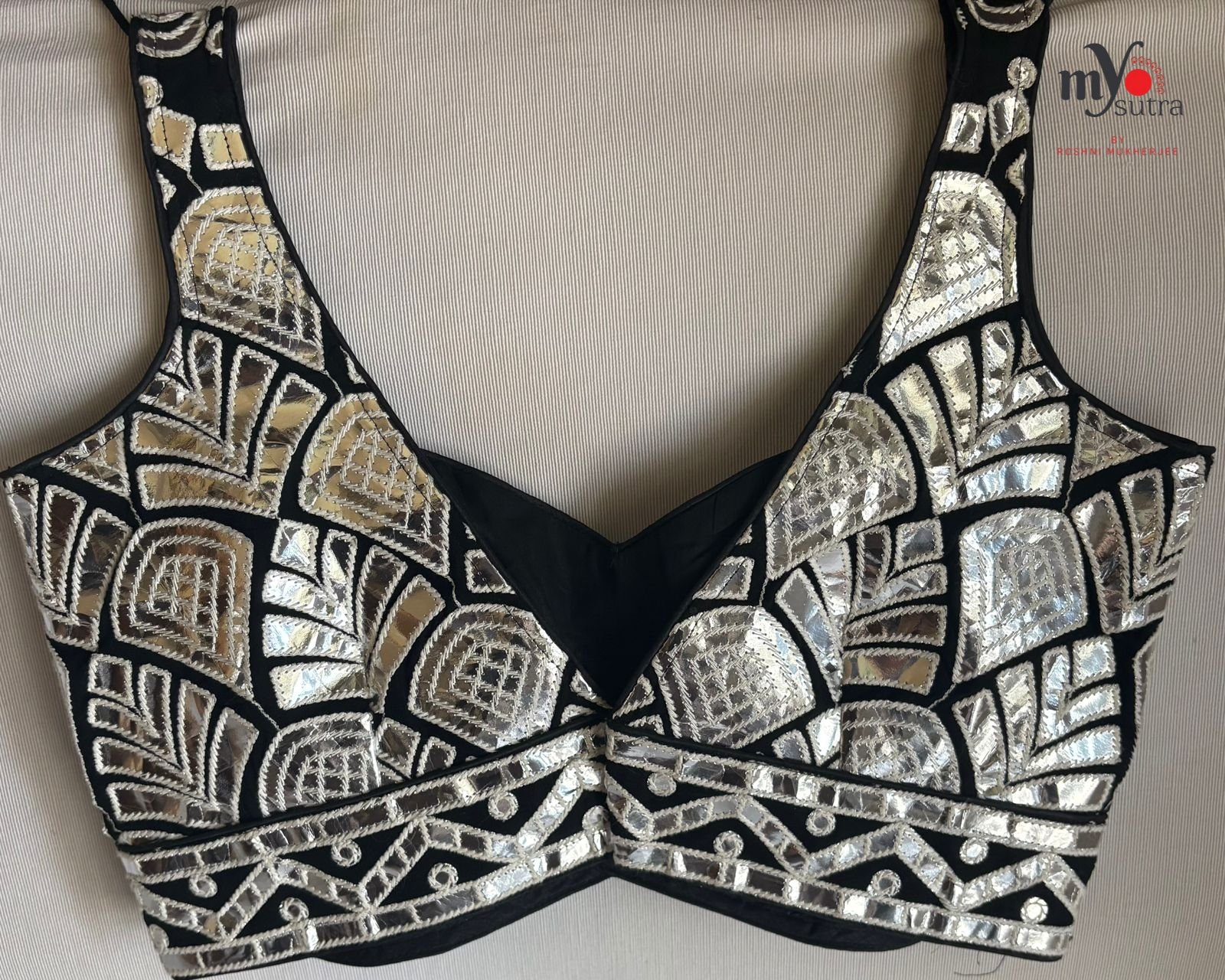 Designer Gota Patti Blouse – Contrast Ethnic Saree Blouse with Handcrafted Gota Work
