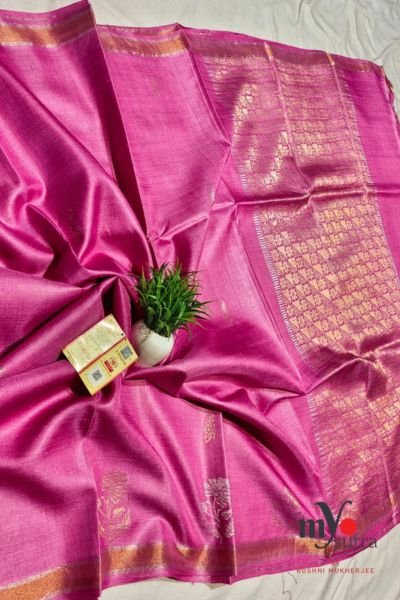 Exclusive Pure Chhattisgarh Tussar Silk Saree – Handwoven Kosa Silk Saree with Rich Border
