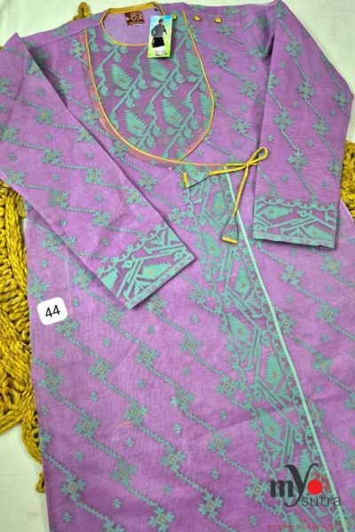 Designer Dhakai Jamdani Punjabi – Handwoven Jamdani Cotton Kurta - Image 5