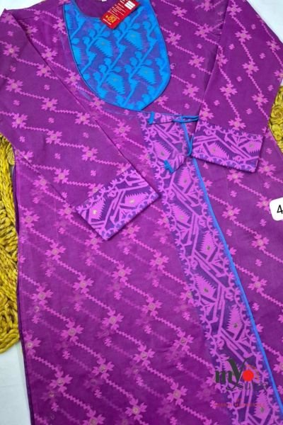 Designer Dhakai Jamdani Punjabi – Handwoven Jamdani Cotton Kurta - Image 7