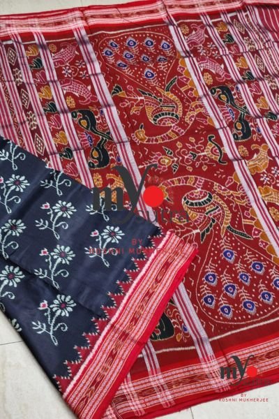 Exclusive Sambalpuri Ikkat Mulberry Silk Saree – Pure Handwoven Odisha Silk with Rich Border - Image 2