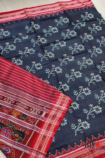 Exclusive Sambalpuri Ikkat Mulberry Silk Saree – Pure Handwoven Odisha Silk with Rich Border