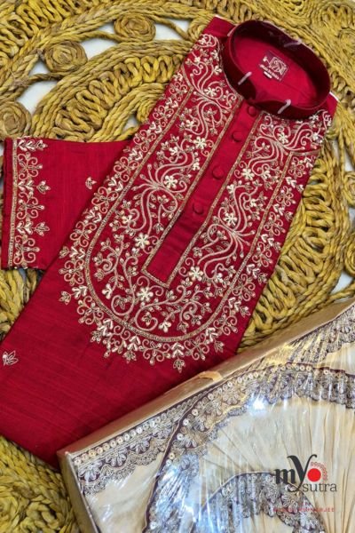 Silk Punjabi with Zardosi Work – Designer Embroidered Festive Kurta for Men