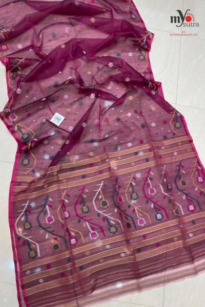 Resham Muslin Tantuja Jamdani Saree – Handloom Designer Jamdani - Image 2