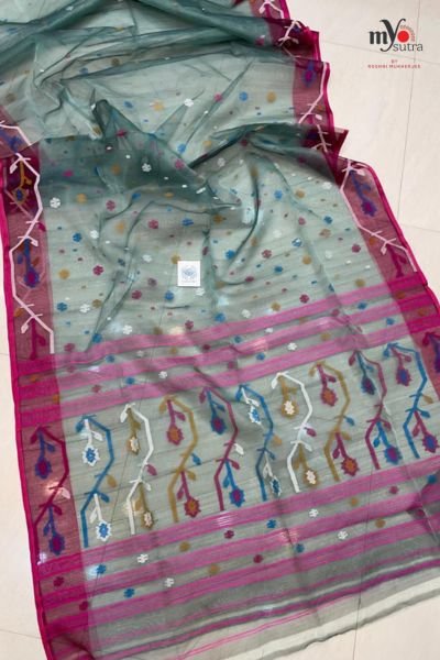 Resham Muslin Tantuja Jamdani Saree – Handloom Designer Jamdani