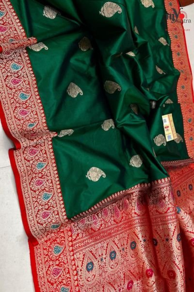Exclusive Pure Katan Banarasi Silk Saree – Handwoven Zari Designer Saree with Rich Border