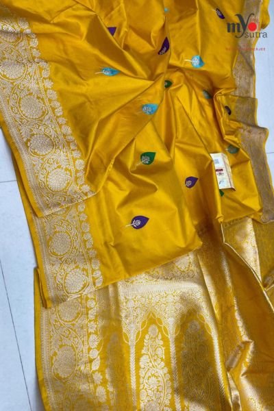 Exclusive Pure Katan Banarasi Silk Saree – Handwoven Zari Designer Saree with Rich Border - Image 3