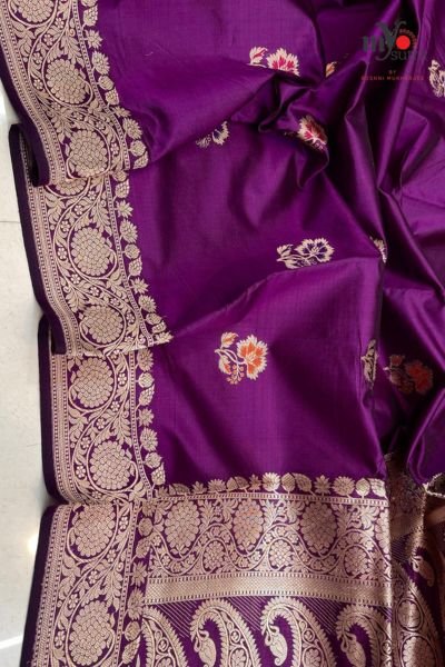 Exclusive Pure Katan Banarasi Silk Saree – Handwoven Zari Designer Saree with Rich Border - Image 4