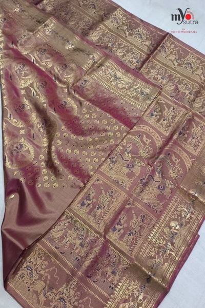 Pure Bishnupuri Swarnachori Katan Silk Saree – Handwoven Designer Silk Saree - Image 2