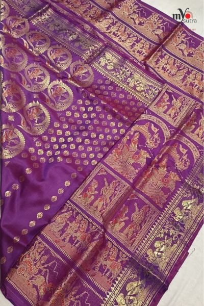 Pure Bishnupuri Swarnachori Katan Silk Saree – Handwoven Designer Silk Saree - Image 3
