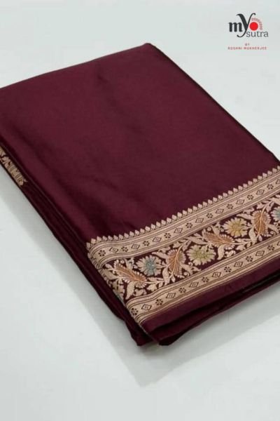Mashru Katan Banarasi Silk Saree – Designer Banarasi Saree with Rich Zari Border & Premium Finish - Image 3