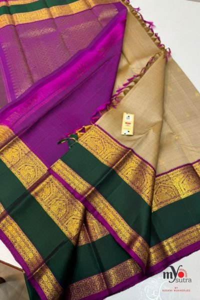 Pure Kanchipuram Silk Saree – Handwoven Bridal Silk Saree with Rich Zari Border