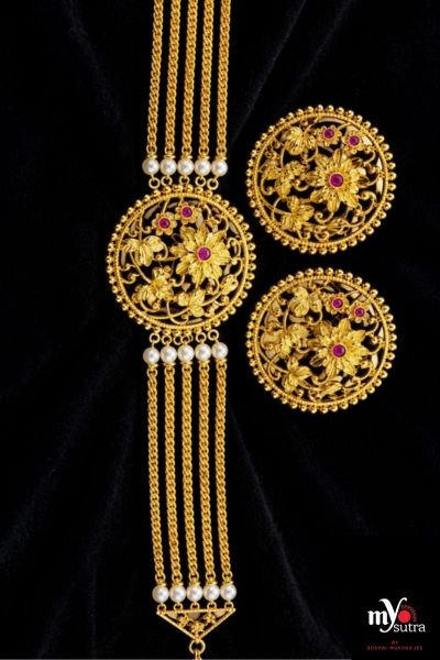 Pushpa Choker Set – 24K Gold Plated Nokshi Jewellery