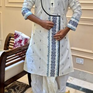 Designer Dhakai Jamdani Kurta for Men – Handwoven Cotton Jamdani Kurta (Size 40–44)
